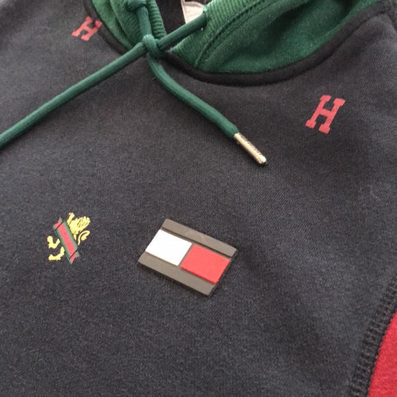 Rare Tommy Hilfiger All-Over Lion Crest Print Hoodie, Size XS - Picture 4 of 15